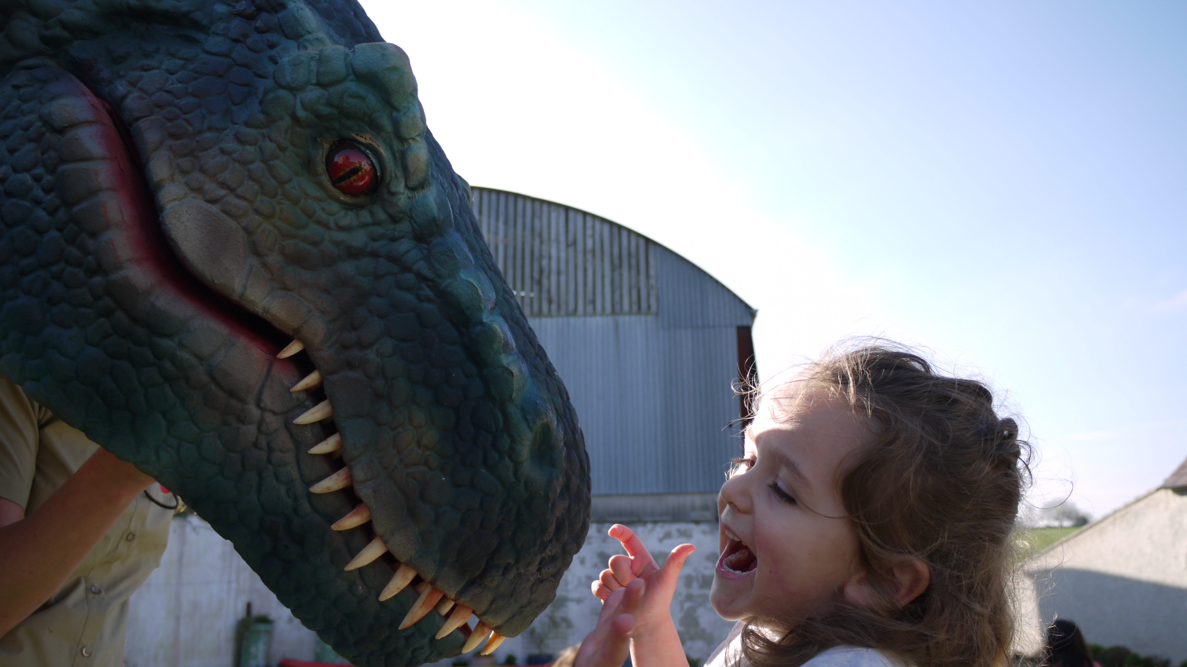 Big kiss for Roary the dinosaur